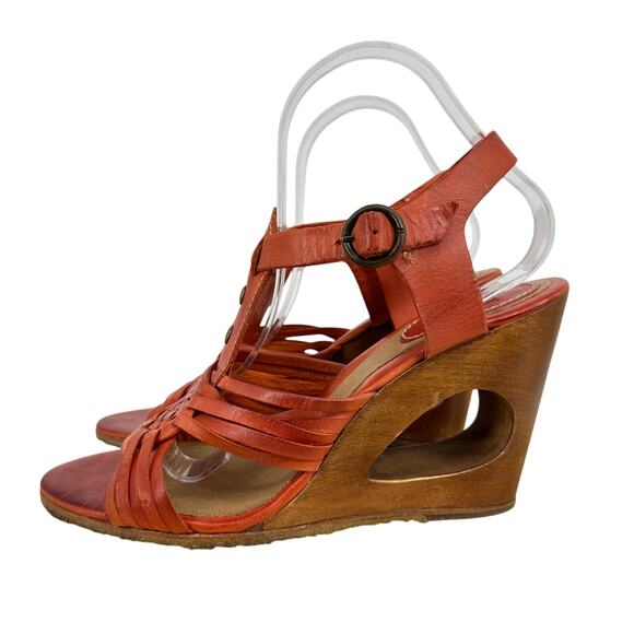Frye Shoes - Frye Gabriella Womens 9.5 Wedge Sandals Burnt Orange Leather Boho Y2K Leather